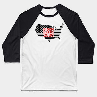 BIDEN HARRIS 2020 USA map and Black Flag Baseball T-Shirt